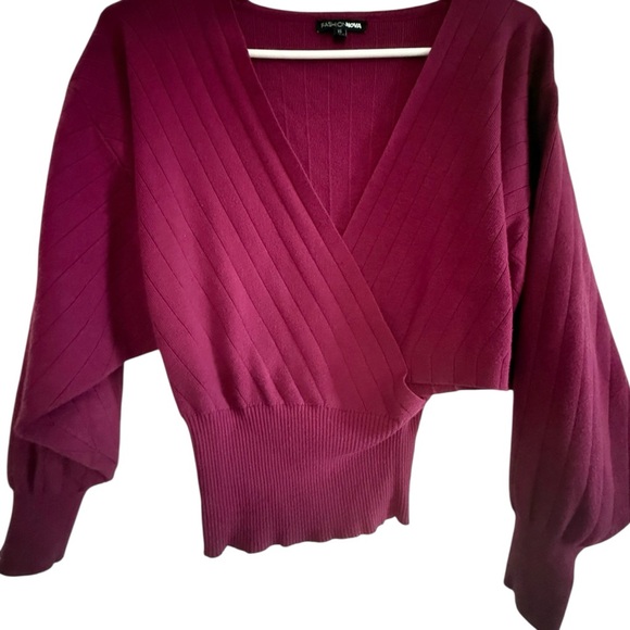 Fashion Nova elegant wine-colored women's sweater, size XS, made of viscose - Picture 7 of 11